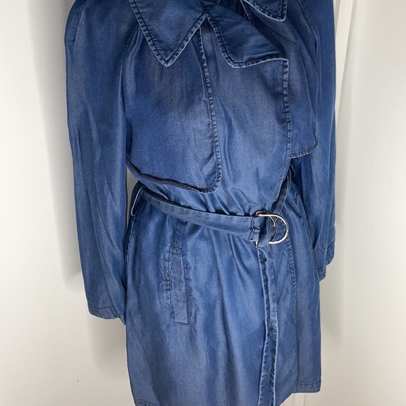 Zara Denim Couture Trench Jacket Size S - Picture 5 of 9